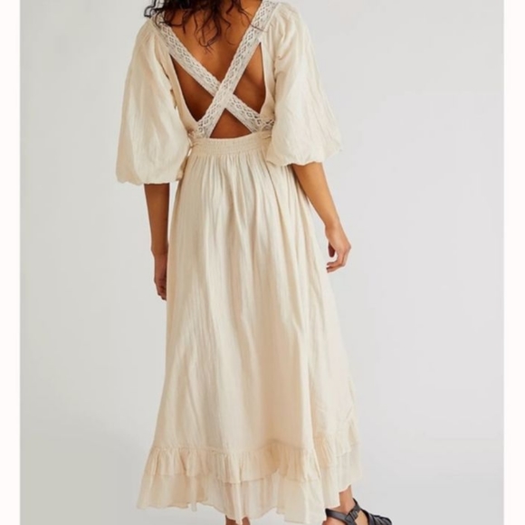 RARE Free People Endless Summer X's and O's Maxi Dress Cream Cutout Lace - Picture 14 of 14
